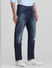 Dark Blue Mid Rise Distressed Regular Fit Jeans_415045+2