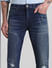 Dark Blue Mid Rise Distressed Regular Fit Jeans_415045+4