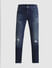 Dark Blue Mid Rise Distressed Regular Fit Jeans_415045+7