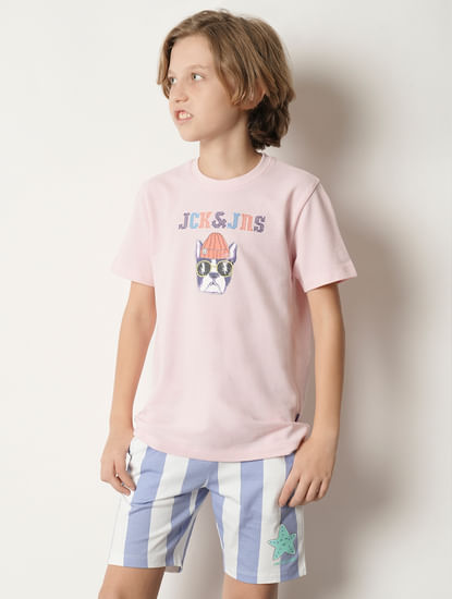 Boys Pink Embroidered Dot T-shirt
