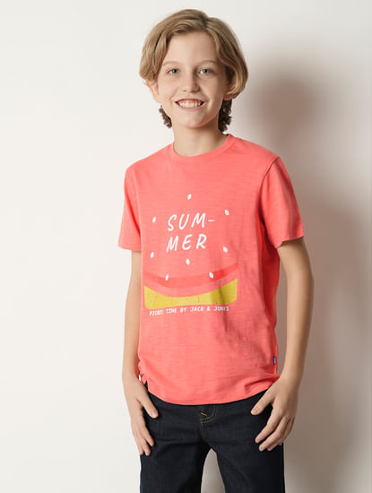 Boys Coral Watermelon Print T-shirt