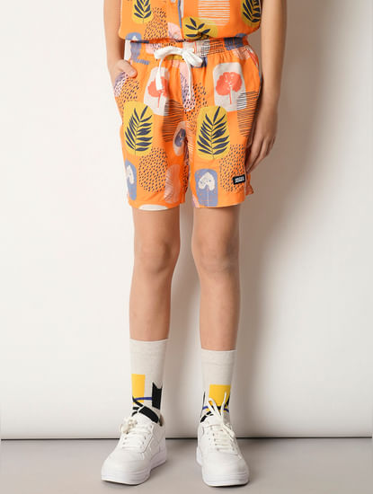 Boys Orange Tropical Print Co-ord Set Shorts