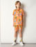 Boys Orange Tropical Print Co-ord Set Shorts_413667+5