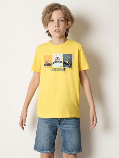 Boys Yellow Graphic Print T-shirt