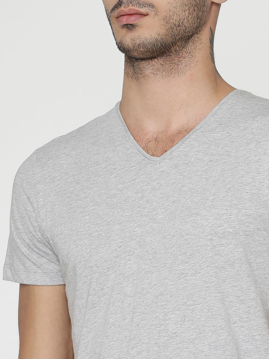 grey v neck t shirt