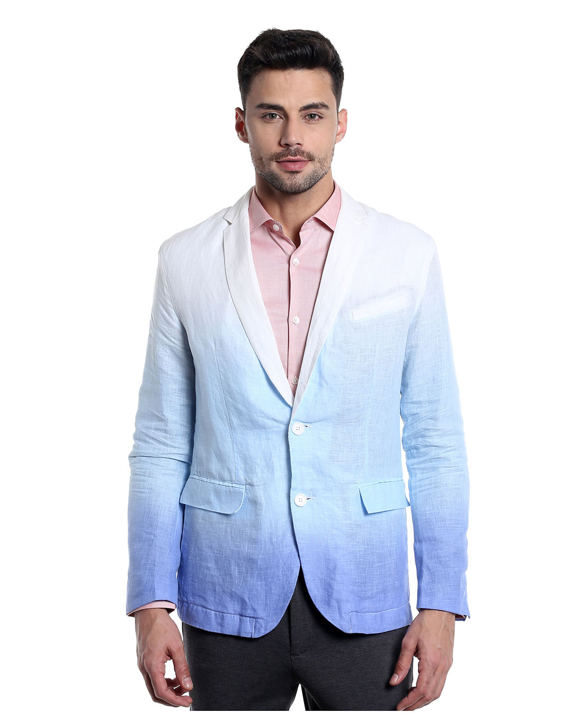 light blue linen blazer