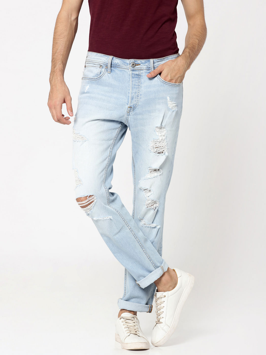 mens heavy ripped jeans