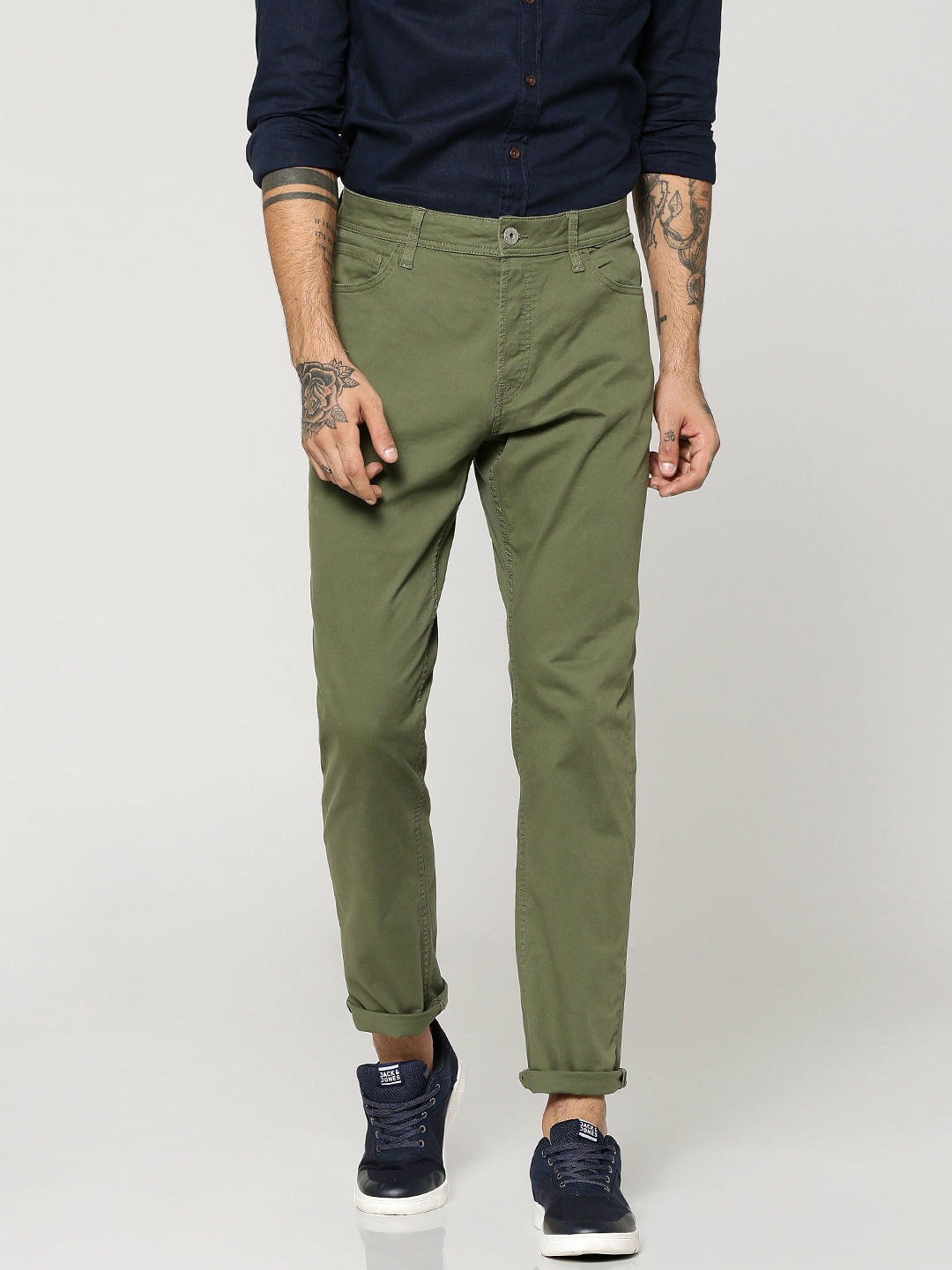 Buy Jack  Jones Cashmere Blue Slim Fit Trousers for Men Online  Tata CLiQ