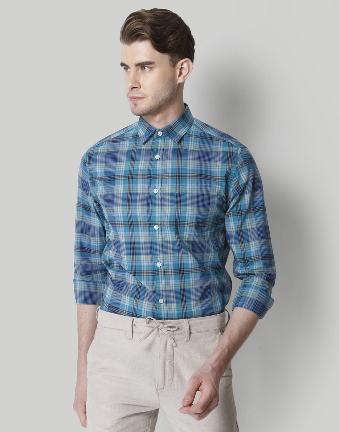 jack and jones blue check shirt