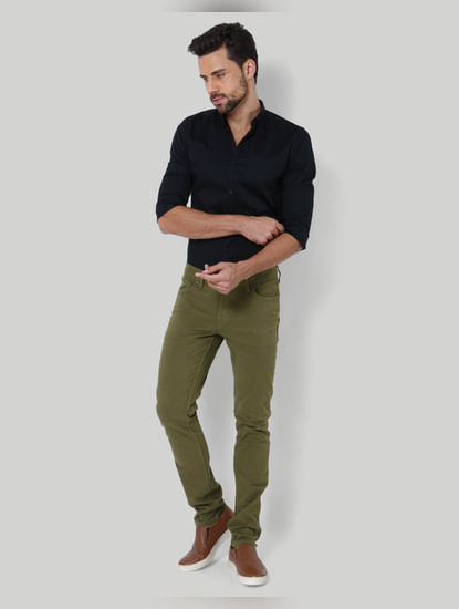 Green Mid Rise Slim Fit Chinos