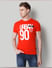 Red Text Print Crew Neck T-Shirt_43556+1
