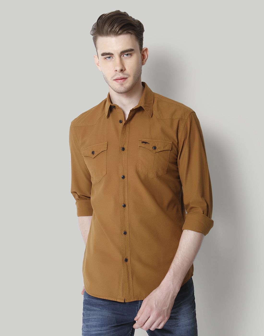 mens brown shirt outfit