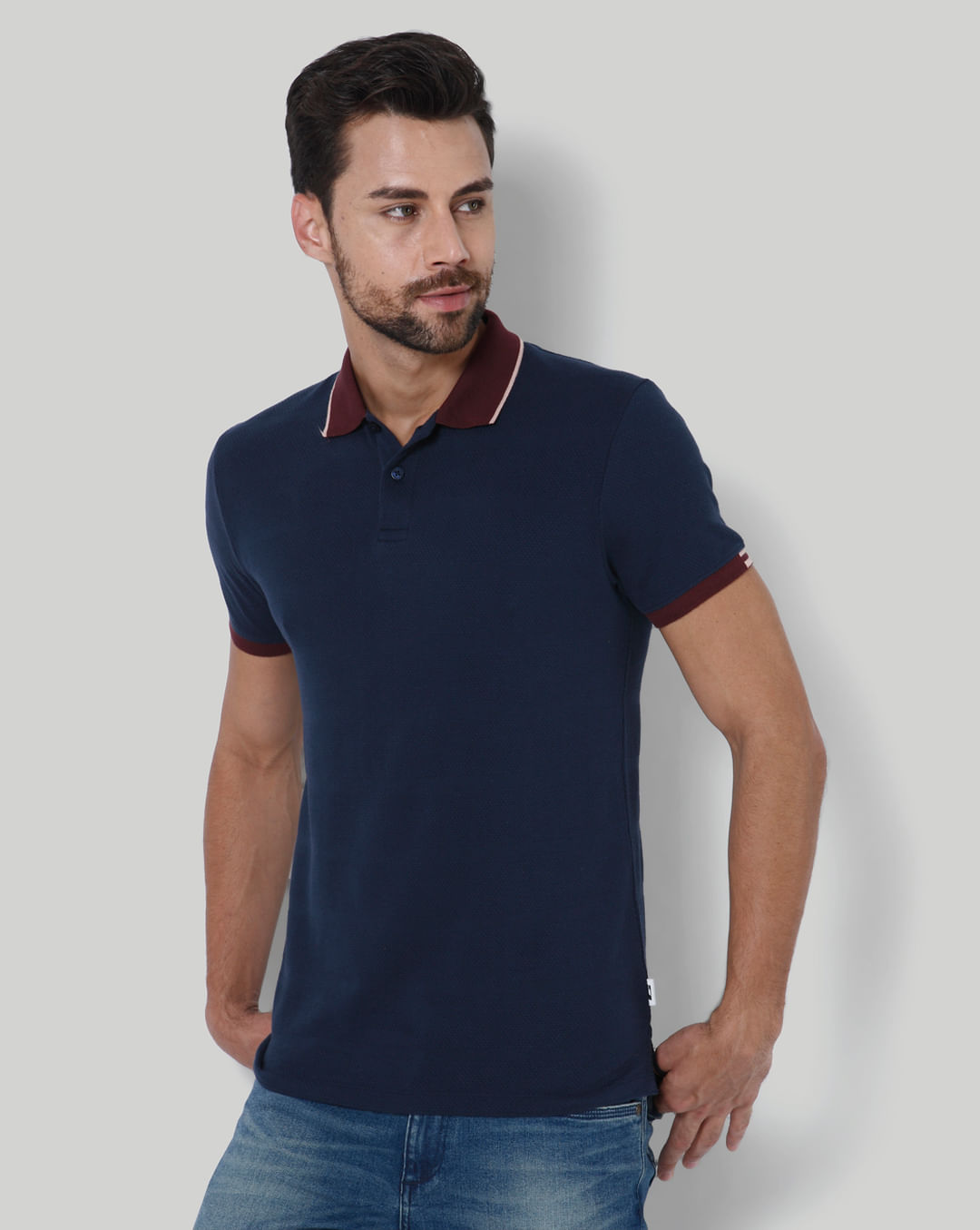 Dark Blue & Brown Polo T-Shirt online | Jack &