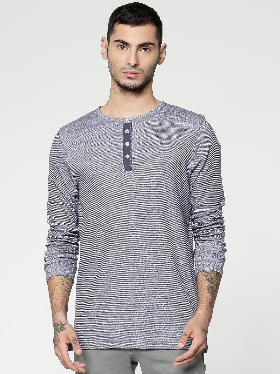 blue henley t shirt