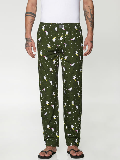 Green All Over Panda Print Pyjama