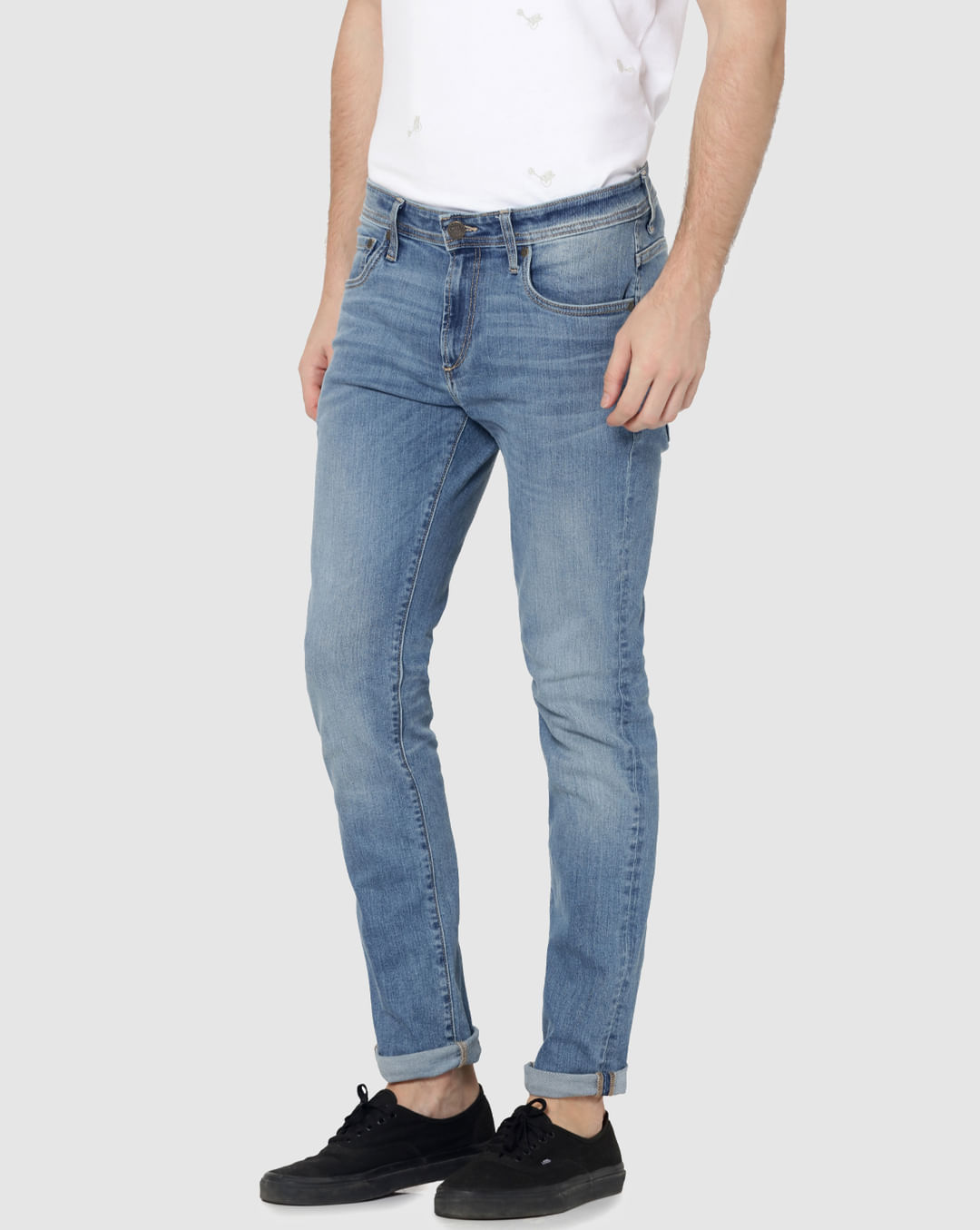 Skinny Fit Jeans Buy Men Light Blue Ben Low Rise Skinny Fit Jeans Online