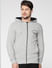 Grey Front Zip Hooded Sweatshirt_44158+1