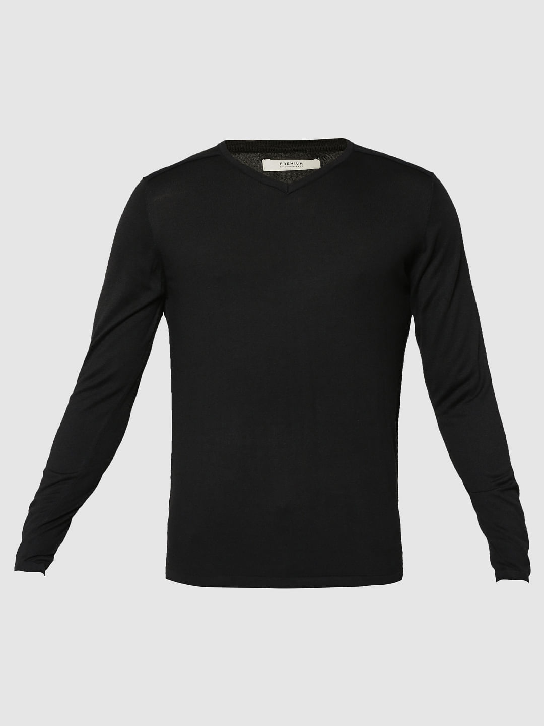 black long v neck t shirt