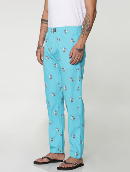 Blue All Over Graphic Print Pyjama