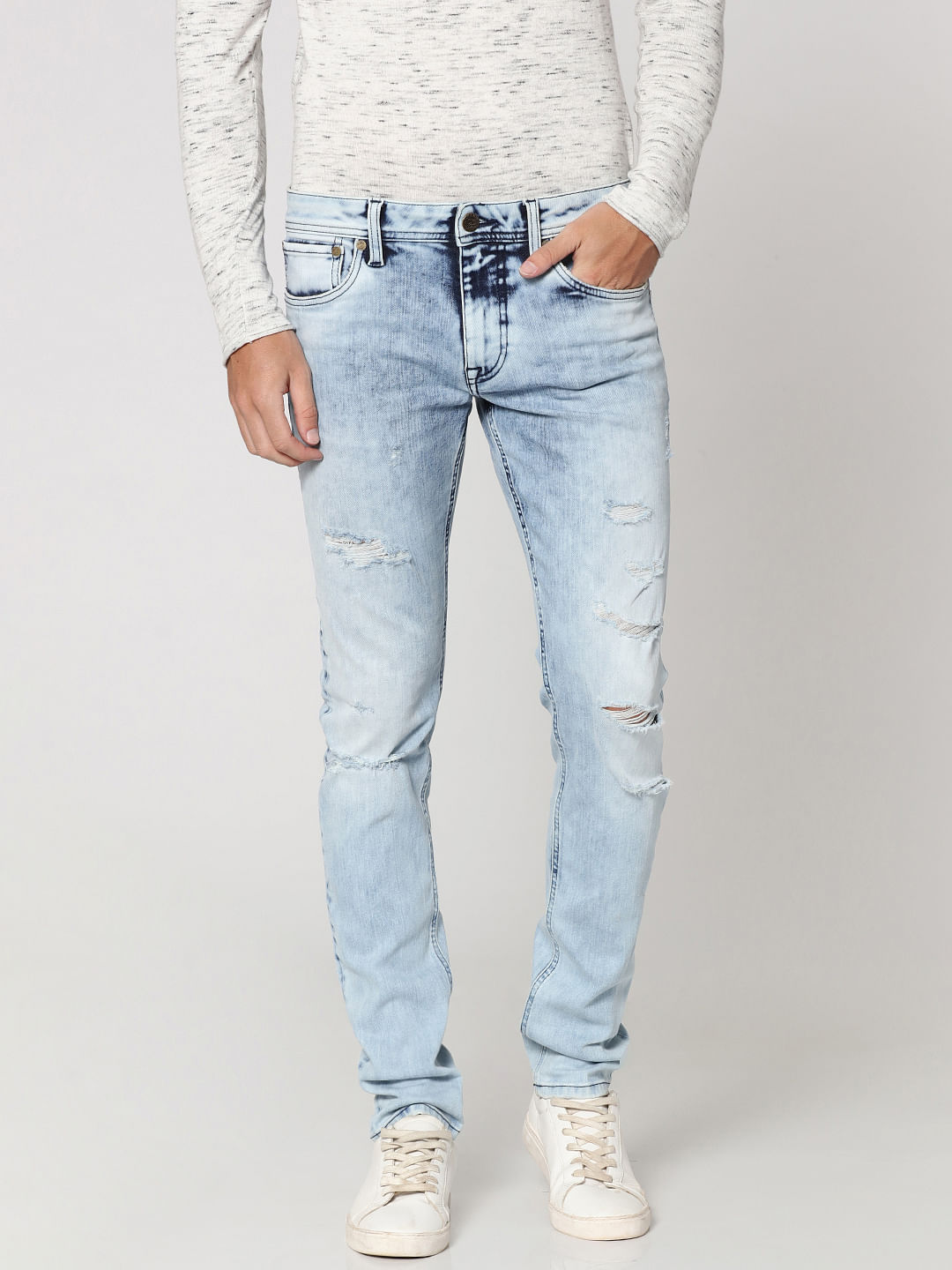 skinny light blue ripped jeans