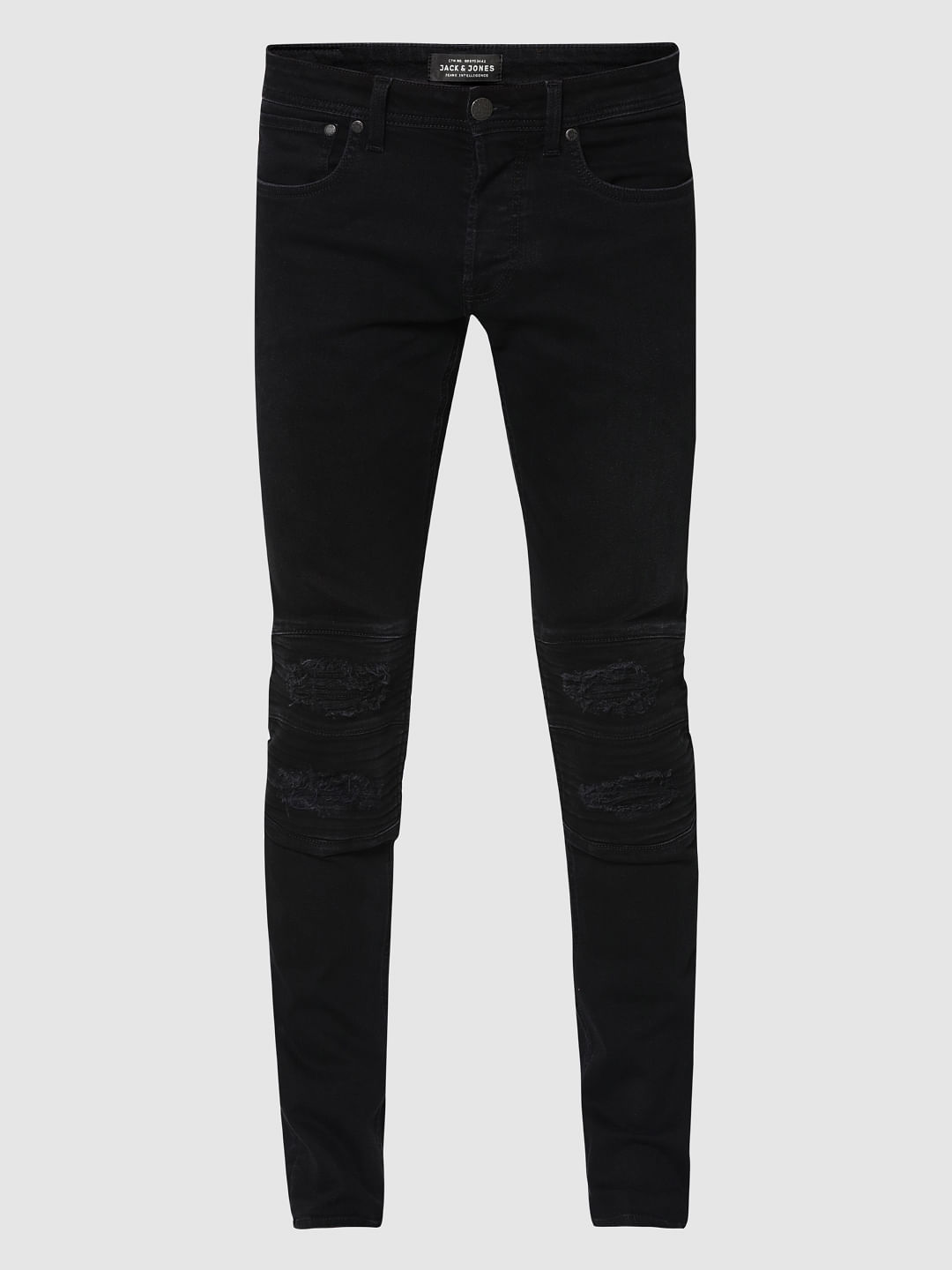 black distressed moto jeans