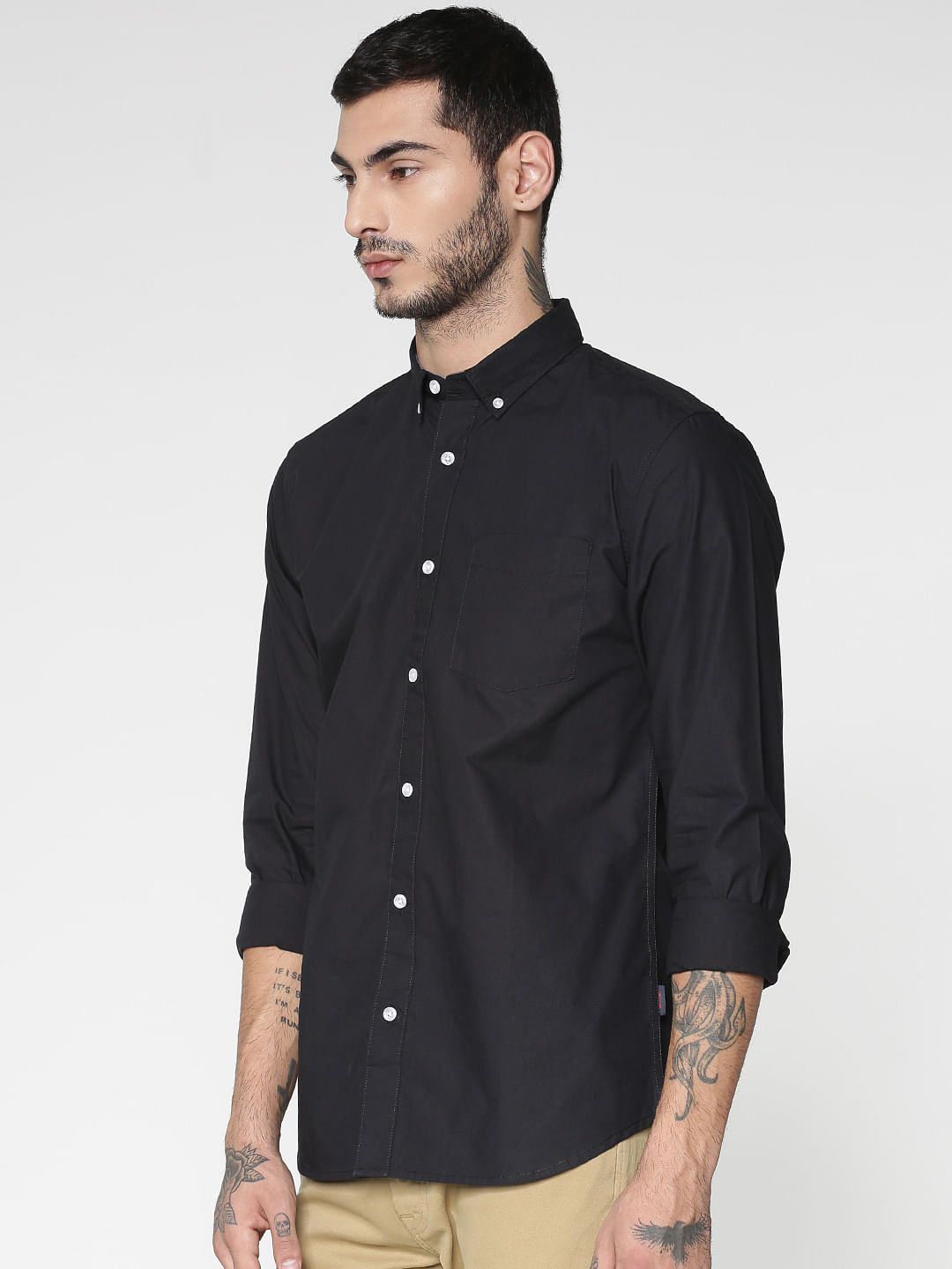 black slim fit shirt online