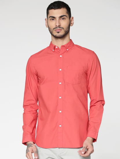 Red Slim Fit Full Sleeves Shirt