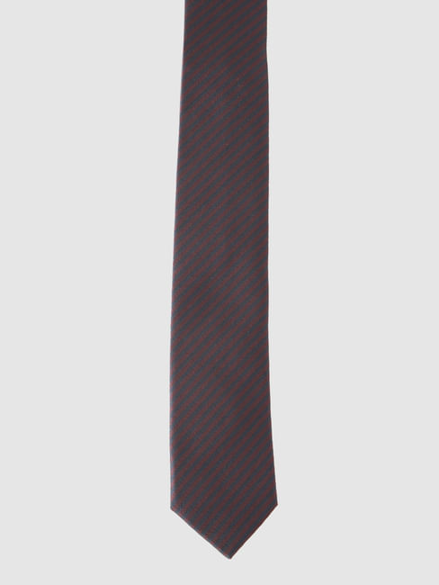 Purple And Grey Striped Tie