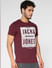 Red Text Print Crew Neck T-Shirt_44729+4