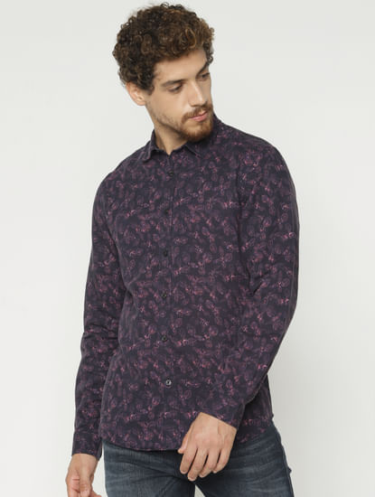Purple All Over Print Full Sleeves Shirt