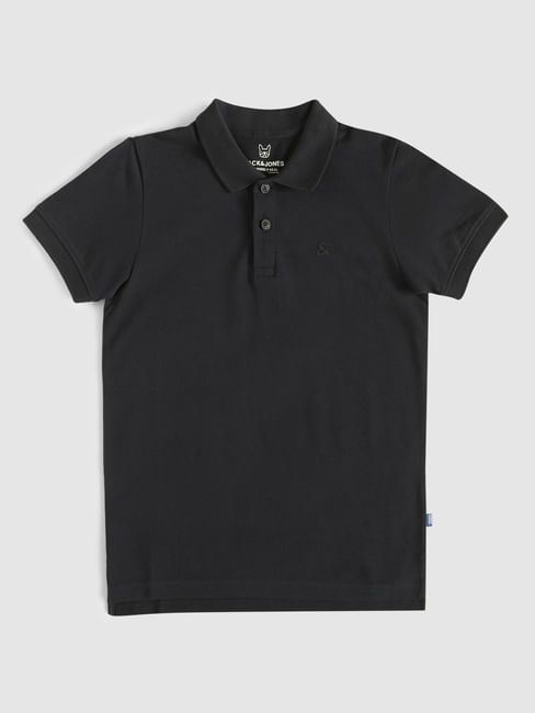 Boys Black Polo Neck T-Shirt