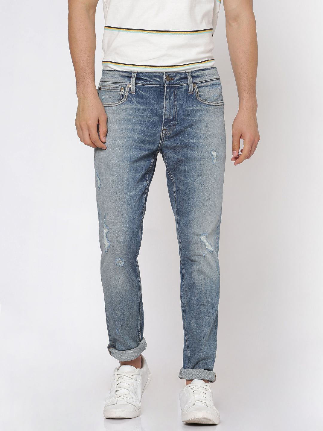 light blue faded jeans
