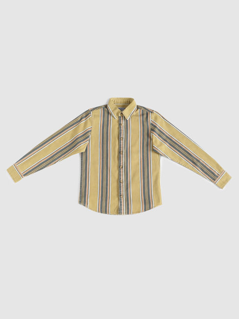 Boys Yellow Striped Full Sleeves Shirt