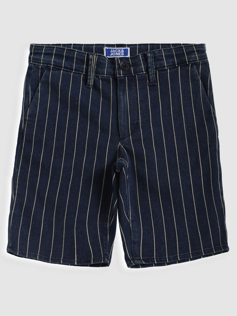 Boys Blue Striped Denim Shorts
