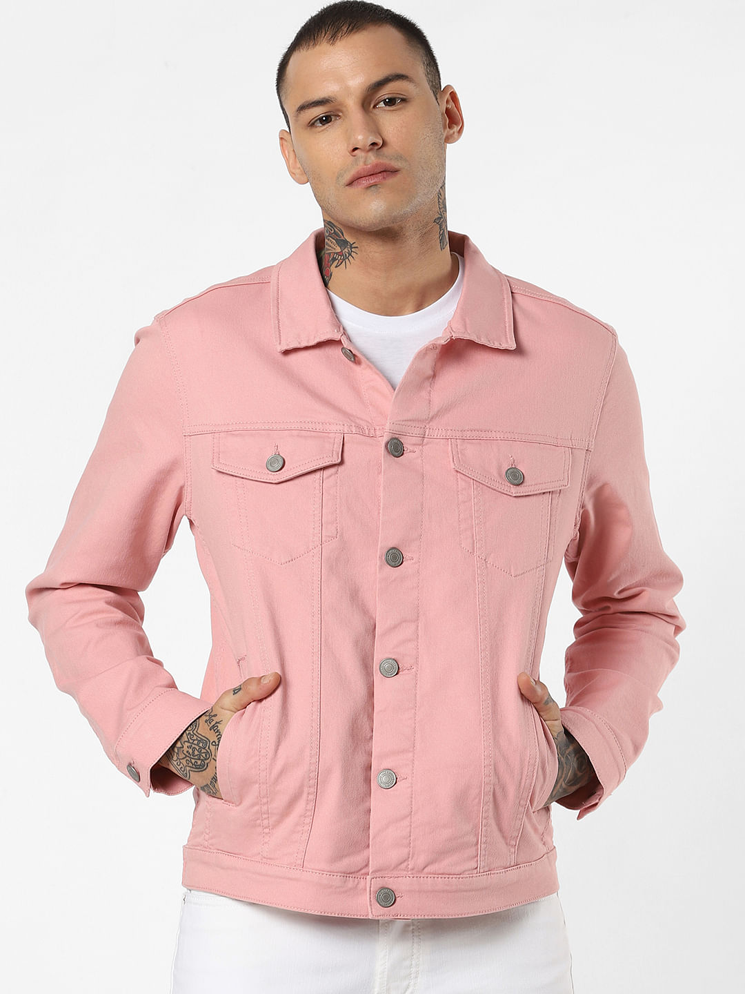 jack and jones maroon denim jacket