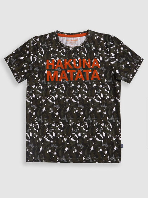 Boys X Lion King Green Hakuna Matata Crew Neck T-Shirt