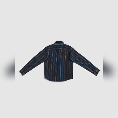 JACK&JONES Boys Blue Striped Full Sleeves Shirt