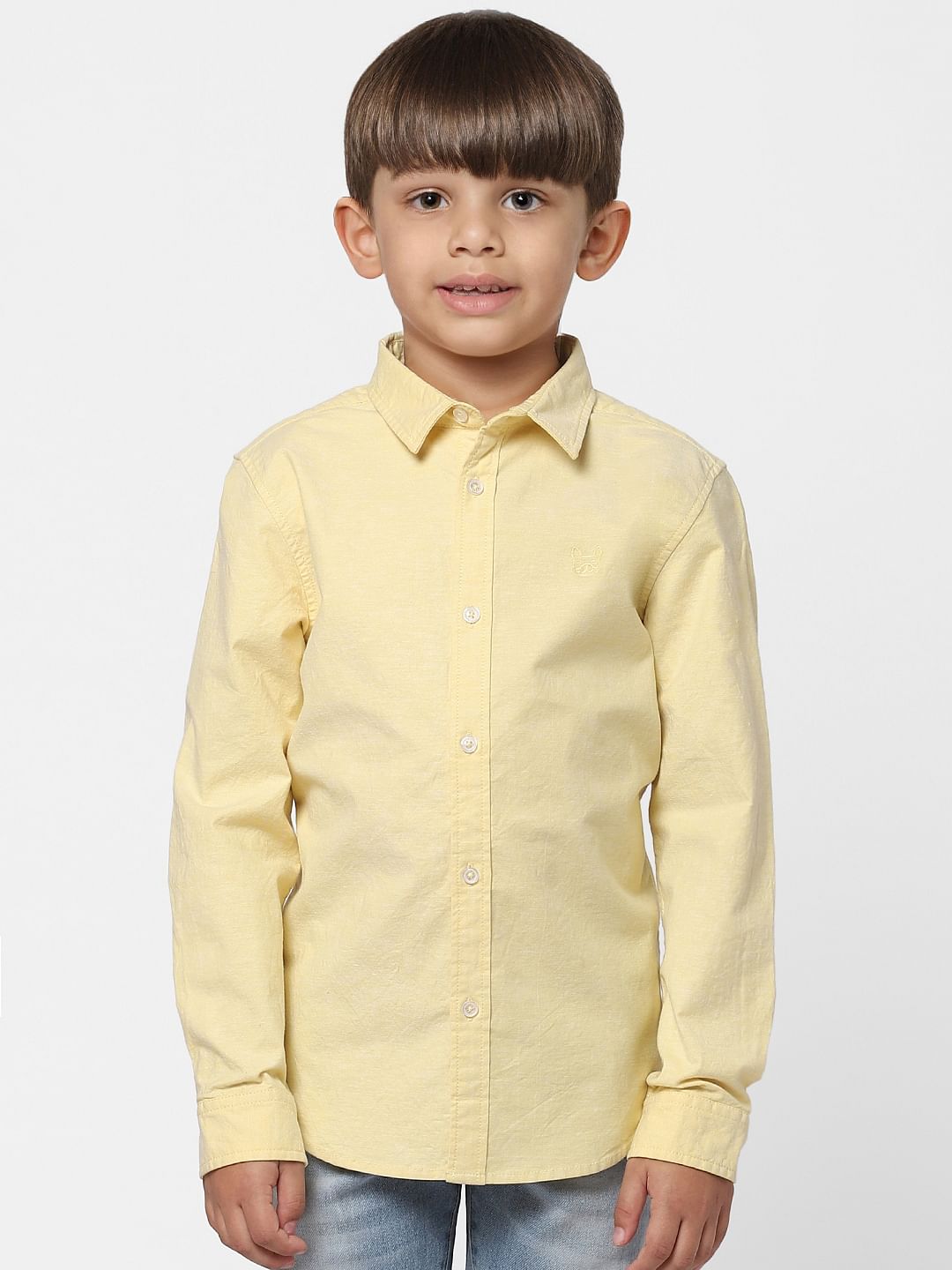 Men's Mustard Cotton Checked Formal Shirt