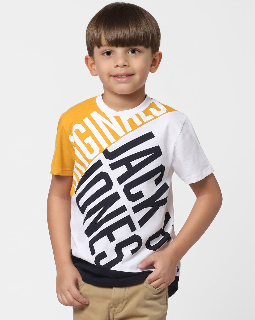 Buy White Logo Print Crew Neck T-shirt for Boys Online at Jack&Jones ...