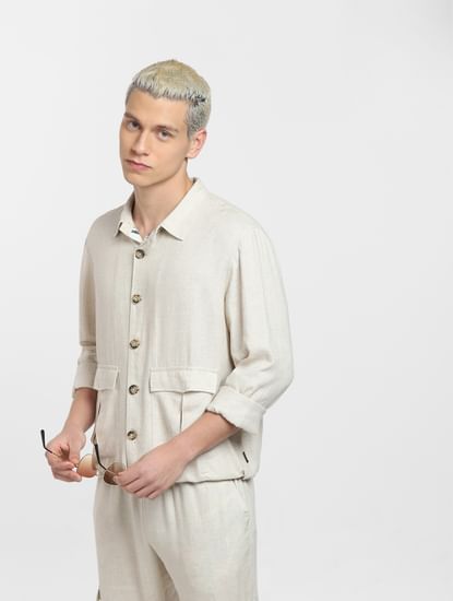 Beige Co-ord Denim Jacket