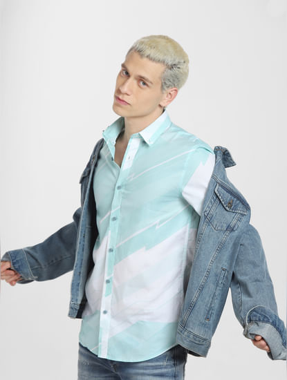 Aqua Printed Full Sleeves Shirt