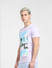 Lilac Graphic Print Crew Neck T-shirt_404291+3