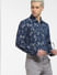Dark Blue Floral Denim Shirt_404299+1