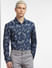 Dark Blue Floral Denim Shirt_404299+2