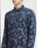 Dark Blue Floral Denim Shirt_404299+5