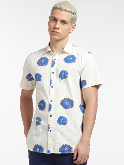 Off-White Floral Short Sleeves Shirt