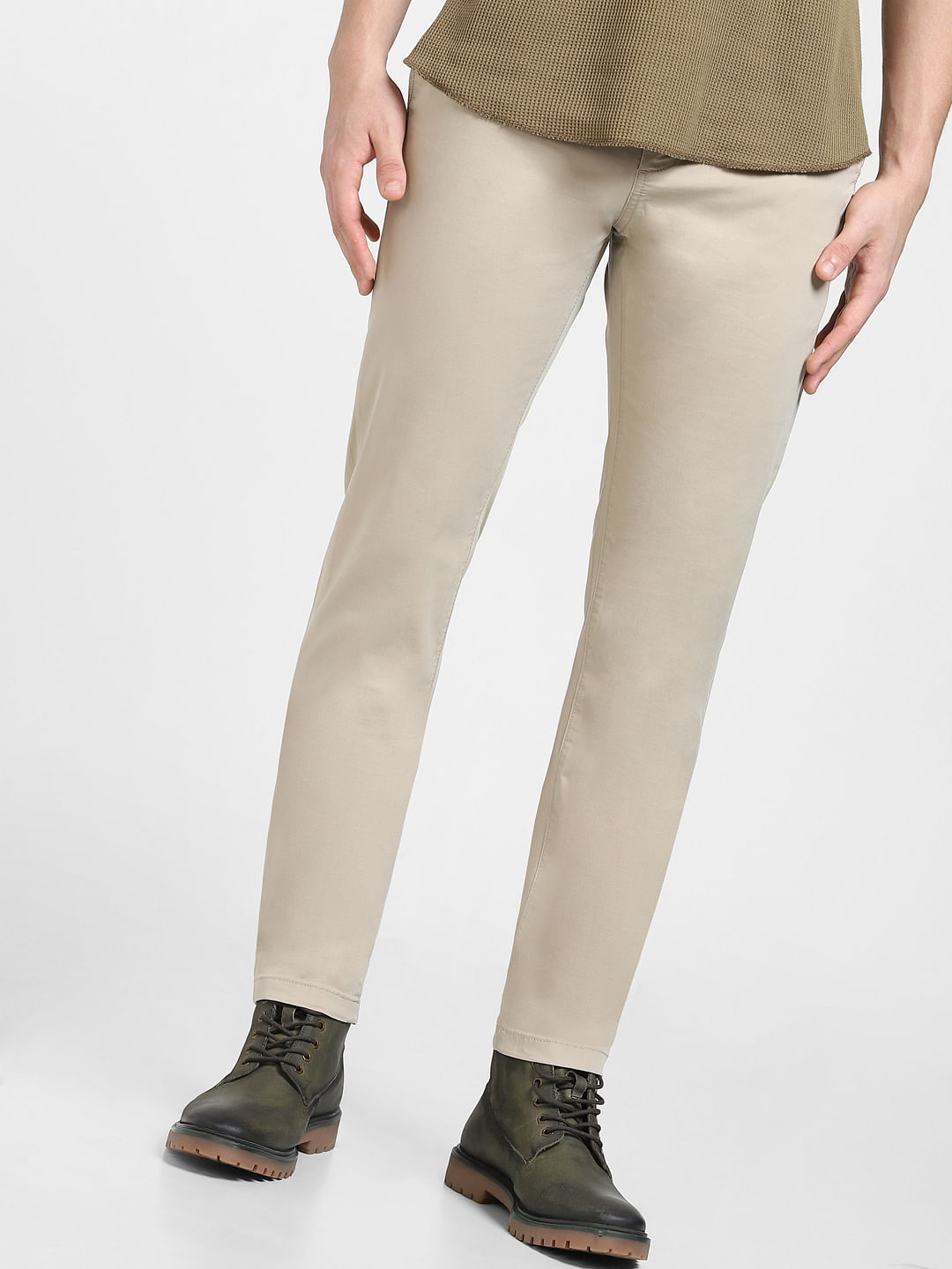 Regular Fit Charcoal Twill Trousers | Buy Online at Moss