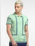 White Green Polo Neck T-shirt_404306+2