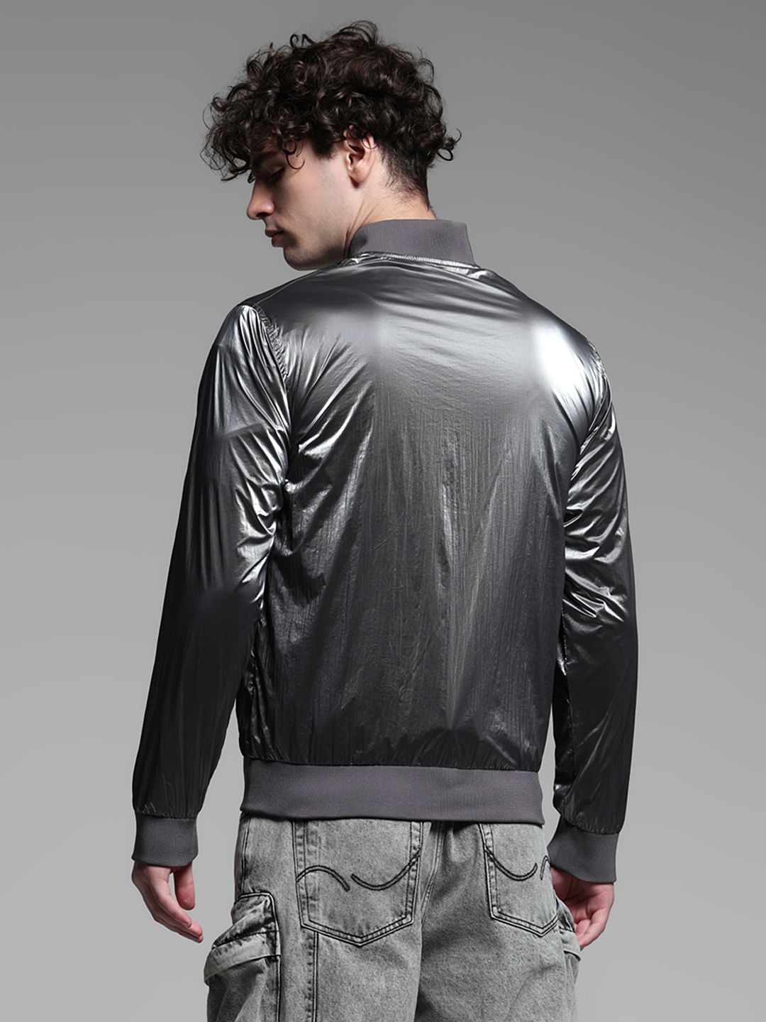 Metallic grey jacket best sale