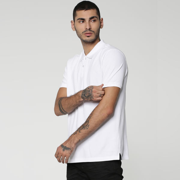 BESTSELLER CLOTHING White Polo Neck T-shirt